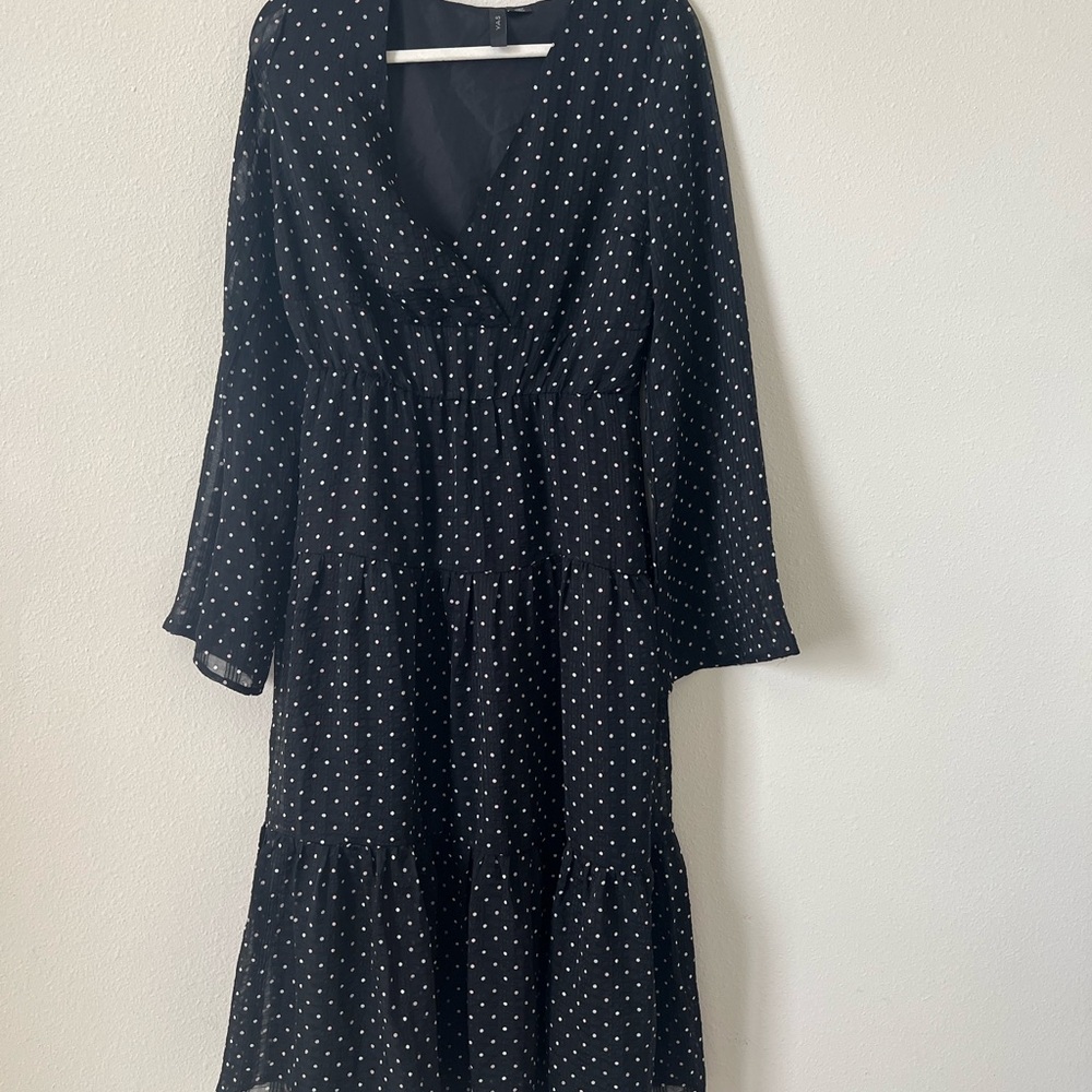 Elegant Black Polka Dot Dress